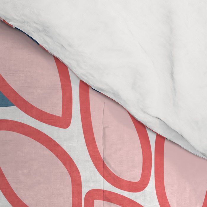 Modern Floral Prints, Coral and Navy Comforter Gallery Image 4