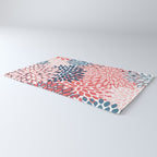 Modern Floral Prints, Coral and Navy Rug Gallery Image 3
