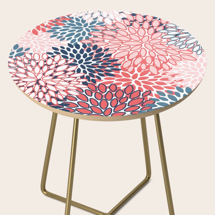 Modern Floral Prints, Coral and Navy Side Table Gallery Image 2