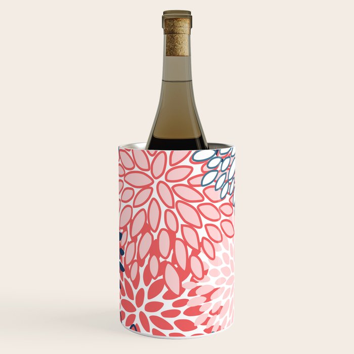 Modern Floral Prints, Coral and Navy Wine Chiller Gallery Image 3