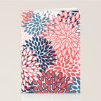Modern Floral Prints, Coral and Navy Stationery Card Gallery Image 2