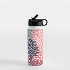 Modern Floral Prints, Coral and Navy Water Bottle Gallery Image 1