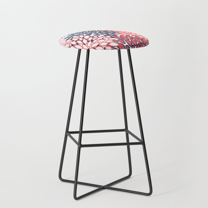 Modern Floral Prints, Coral and Navy Stool Gallery Image 1
