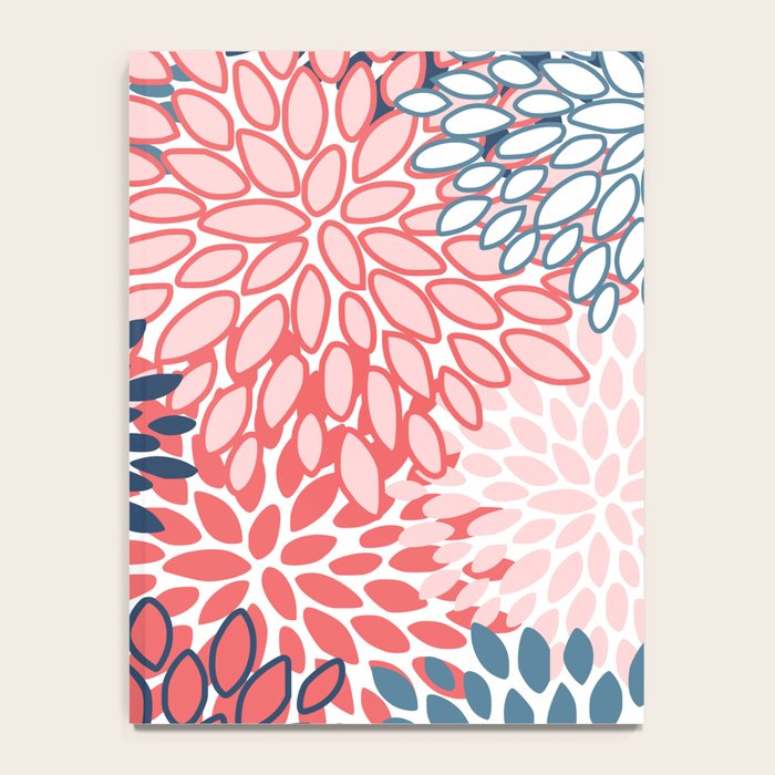 Modern Floral Prints, Coral and Navy Notebook Gallery Image 4