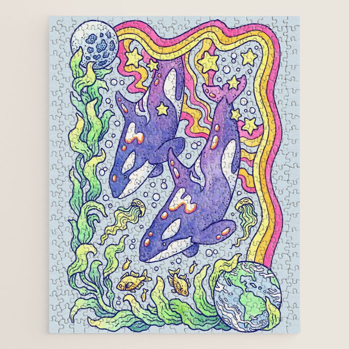 Orcas of Earth | Ocean Conservation Art Jigsaw Puzzle Gallery Image 1