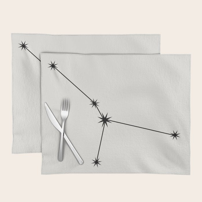 Cancer Zodiac Star Constellation Line Art White Placemat Gallery Image 1