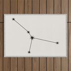 Cancer Zodiac Star Constellation Line Art White Outdoor Rug Gallery Image 1