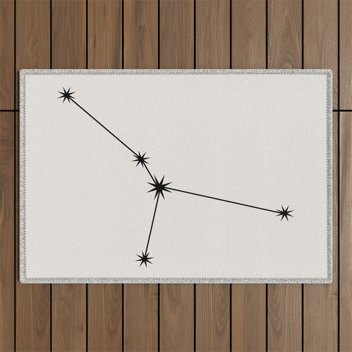 Cancer Zodiac Star Constellation Line Art White Outdoor Rug Gallery Image 1