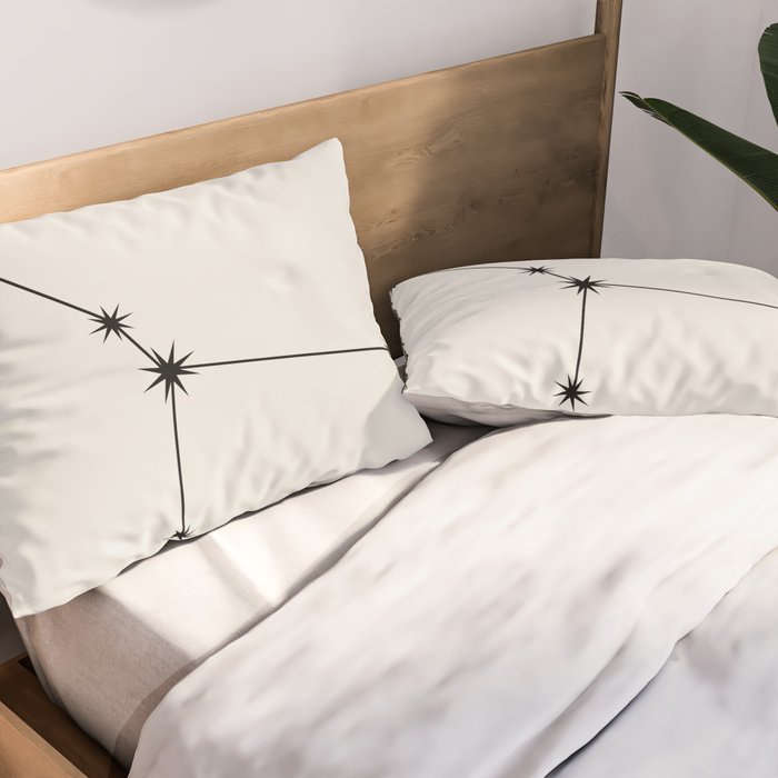 Cancer Zodiac Star Constellation Line Art White Pillow Sham Gallery Image 2