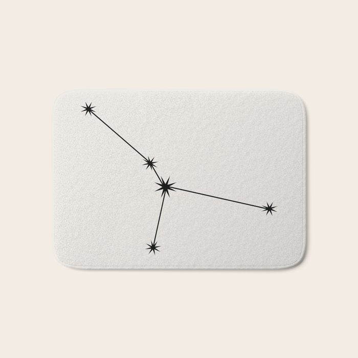 Cancer Zodiac Star Constellation Line Art White Bath Mat Gallery Image 1