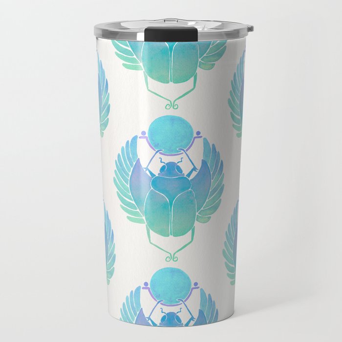 Egyptian Scarab - Turquoise OmbrÃ© Travel Mug Gallery Image 1