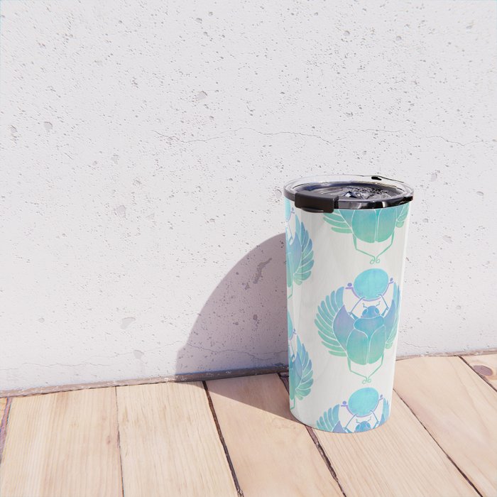 Egyptian Scarab - Turquoise OmbrÃ© Travel Mug Gallery Image 4