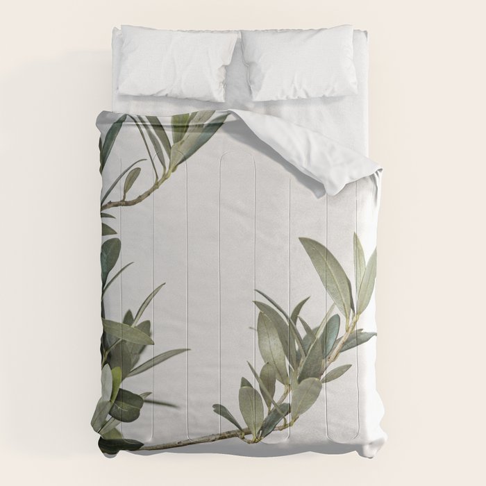Green Olive Tree Leaves Photo | Botanical Spain Art Print Tenerife Island Nature Travel Photography Comforter Gallery Image 1