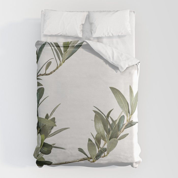 Green Olive Tree Leaves Photo | Botanical Spain Art Print Tenerife Island Nature Travel Photography Duvet Cover Gallery Image 1