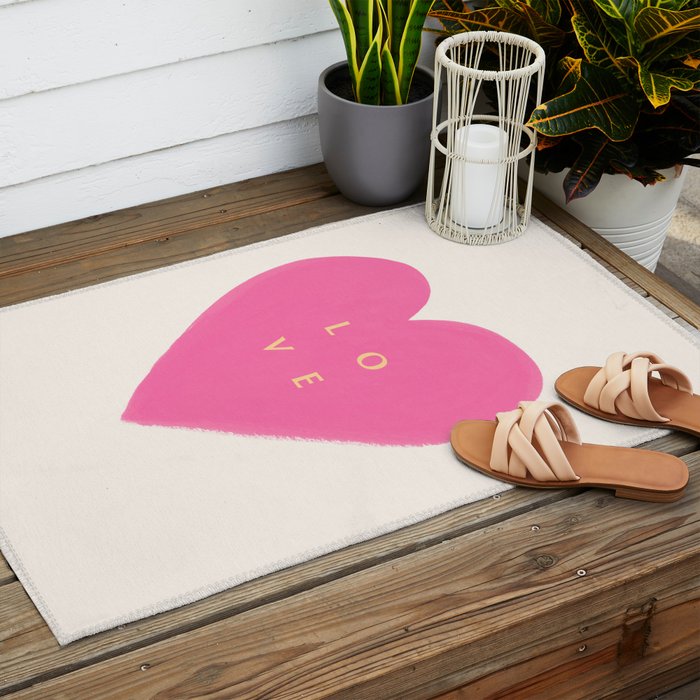 Heart Love Pink - Typography Outdoor Rug Gallery Image 2