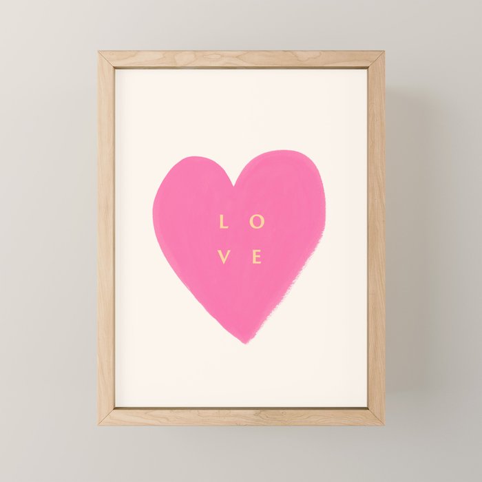 Heart Love Pink - Typography Mini Art Print Gallery Image 1