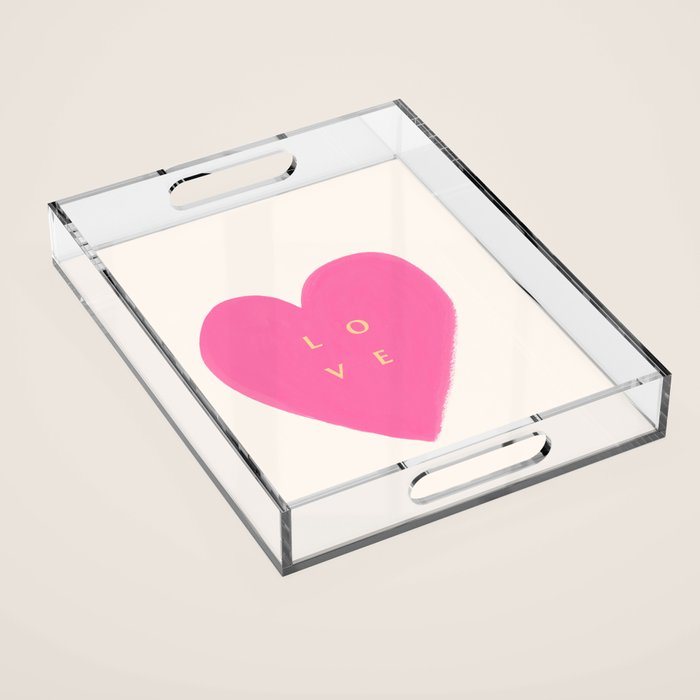Heart Love Pink - Typography Acrylic Tray Gallery Image 1