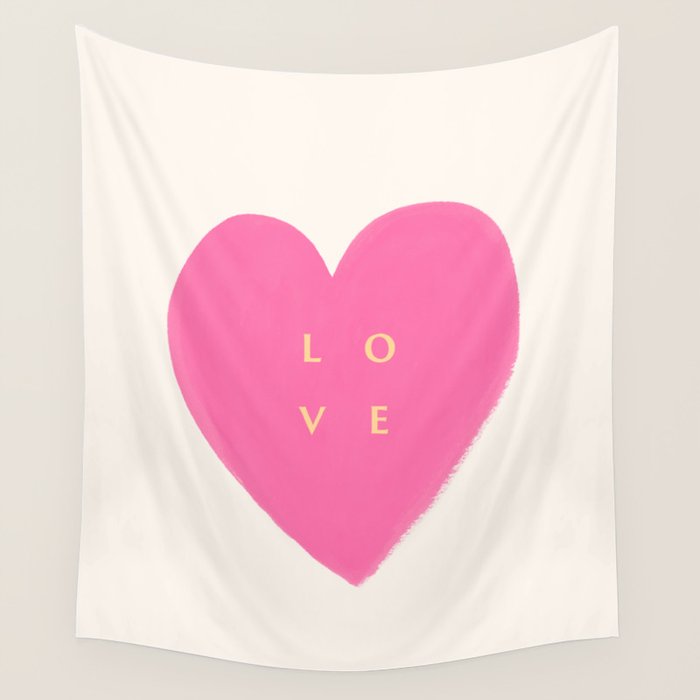 Heart Love Pink - Typography Wall Tapestry Gallery Image 4