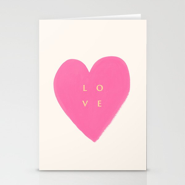 Heart Love Pink - Typography Stationery Card Gallery Image 1