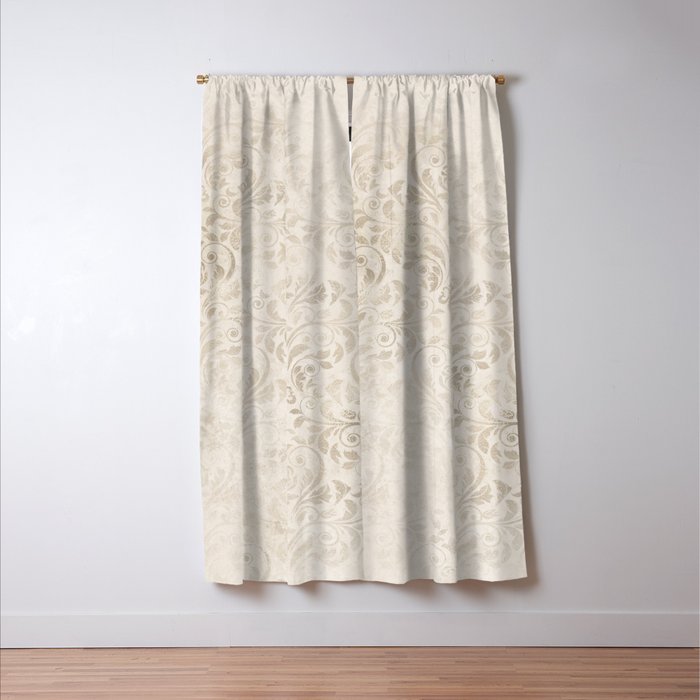 Elegant Ivory Damask 2 Window Curtain Gallery Image 3