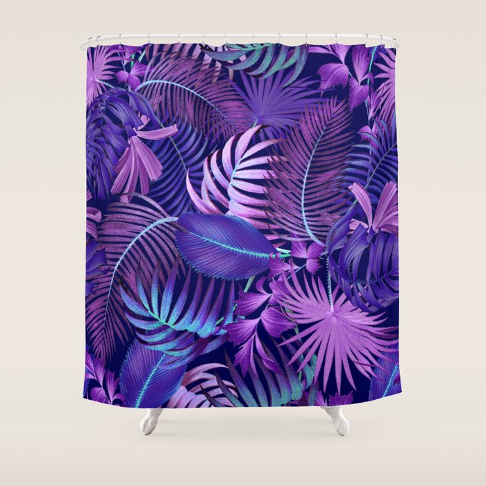Tropical Leaf Pattern Shower Curtain Gallery Image 1