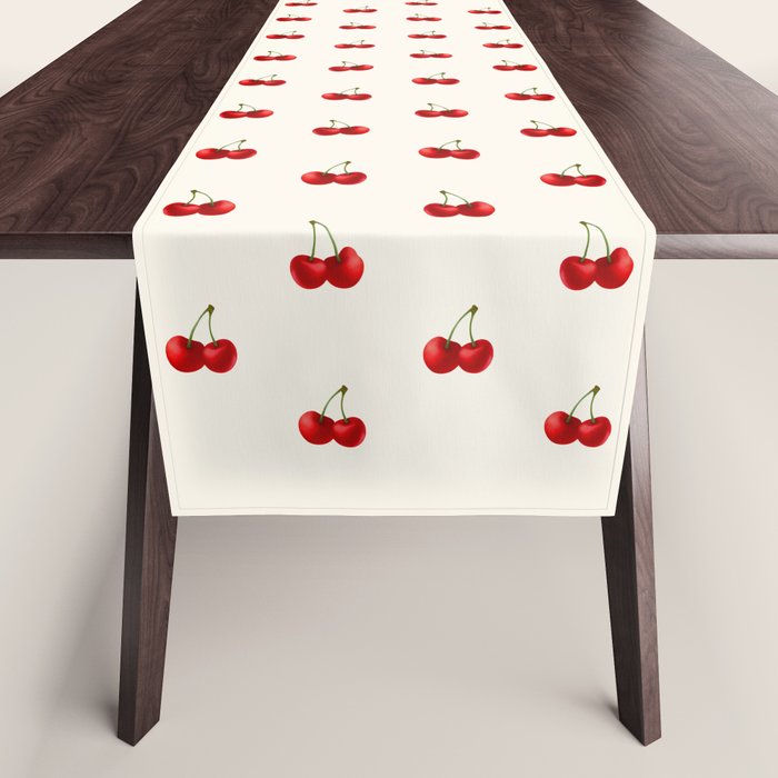 Y2K Cherries - Creme Pattern Miniature Table Runner Gallery Image 1