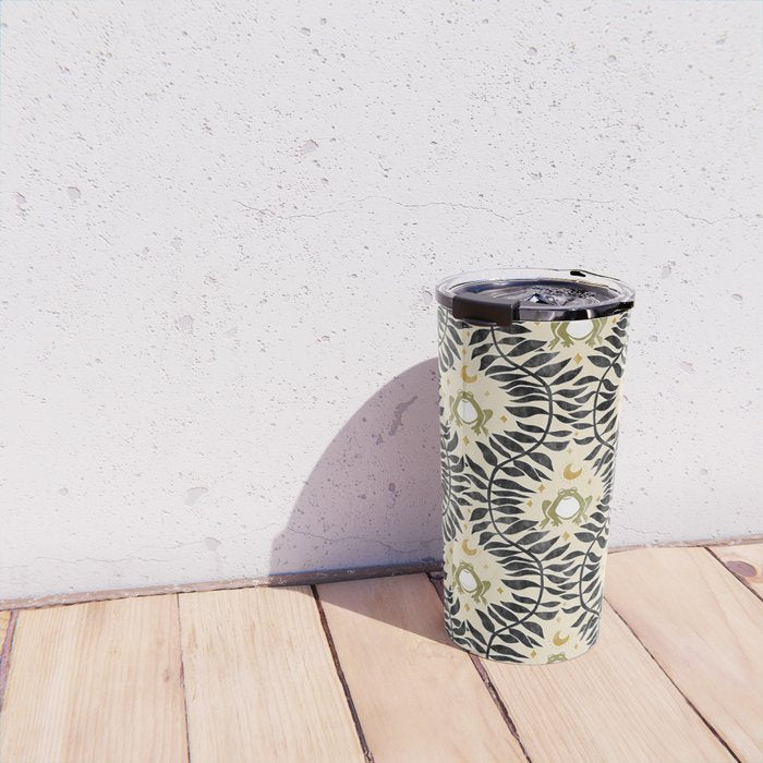 Froggie Ogee - black, moss green, and cream Travel Mug Gallery Image 4