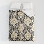 Froggie Ogee - black, moss green, and cream Comforter Gallery Image 6