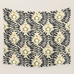 Froggie Ogee - black, moss green, and cream Wall Tapestry Gallery Image 4