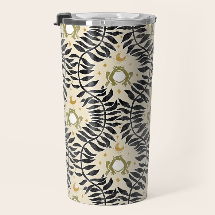 Froggie Ogee - black, moss green, and cream Travel Mug Gallery Image 3