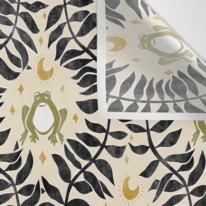 Froggie Ogee - black, moss green, and cream Wall Tapestry Gallery Image 3