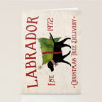 Lab Black Labrador dog tree farm delivery christmas art Stationery Card Gallery Image 2