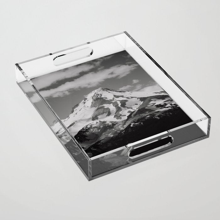 Mount Hood Black and White Acrylic Tray Gallery Image 1