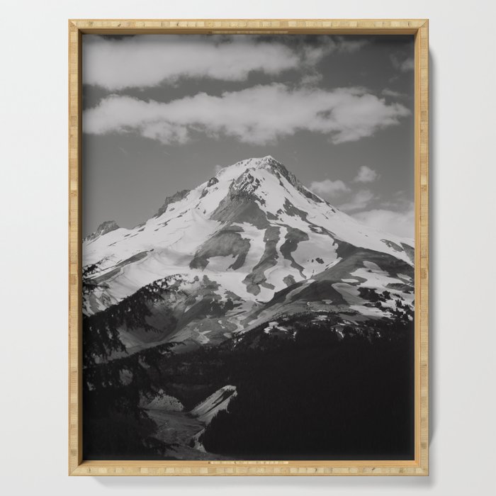 Mount Hood Black and White Serving Tray Gallery Image 1