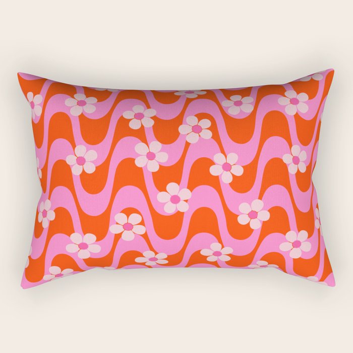 Groovy Pink Flower Power Rectangular Pillow Gallery Image 1