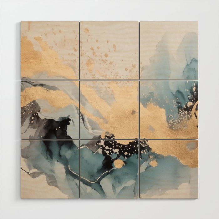 Splash of gold Wood Wall Art Gallery Image 1