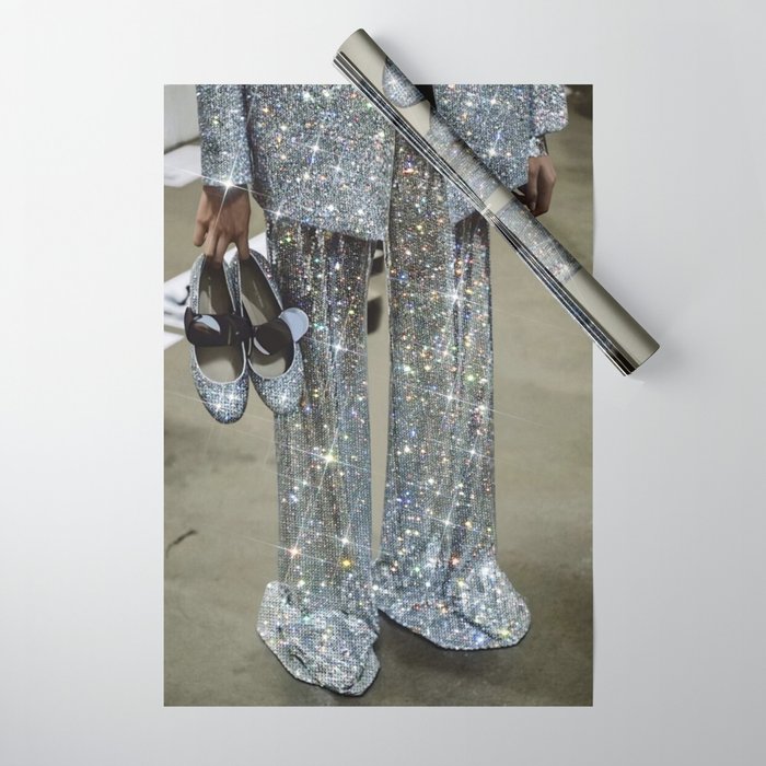 AT THE END OF THE WORKDAY | digital art collage by yana potter | sparkle suit | jacket | glitter  Wrapping Paper Gallery Image 1