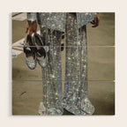 AT THE END OF THE WORKDAY | digital art collage by yana potter | sparkle suit | jacket | glitter  Wood Wall Art Gallery Image 1