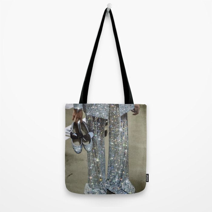 AT THE END OF THE WORKDAY | digital art collage by yana potter | sparkle suit | jacket | glitter  Tote Bag Gallery Image 2