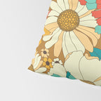 Red, Orange, Turquoise and Brown Retro Floral Pattern Pillow Sham Gallery Image 4