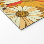 Red, Orange, Turquoise and Brown Retro Floral Pattern Welcome Mat Gallery Image 2