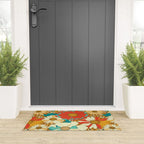 Red, Orange, Turquoise and Brown Retro Floral Pattern Welcome Mat Gallery Image 3