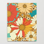 Red, Orange, Turquoise and Brown Retro Floral Pattern Notebook Gallery Image 4