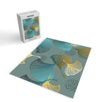 Luxury gold Ginkgo on blue background illustration pattern. Jigsaw Puzzle Gallery Image 2