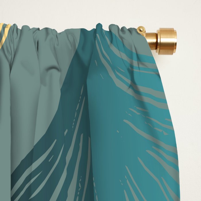 Luxury gold Ginkgo on blue background illustration pattern. Window Curtain Gallery Image 2