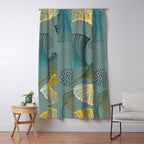 Luxury gold Ginkgo on blue background illustration pattern. Window Curtain Gallery Image 5