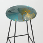 Luxury gold Ginkgo on blue background illustration pattern. Stool Gallery Image 2
