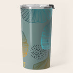 Luxury gold Ginkgo on blue background illustration pattern. Travel Mug Gallery Image 2