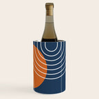 Mid Century Modern Geometric 133 in Navy Blue and vintage orange (Sun and Rainbow Abstract) Wine Chiller Gallery Image 3