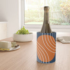 Mid Century Modern Geometric 133 in Navy Blue and vintage orange (Sun and Rainbow Abstract) Wine Chiller Gallery Image 4